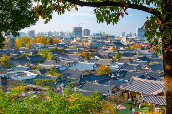 Vue sur un village Hanok