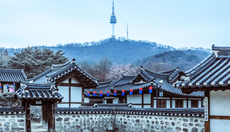 namsan tower neige en hiver