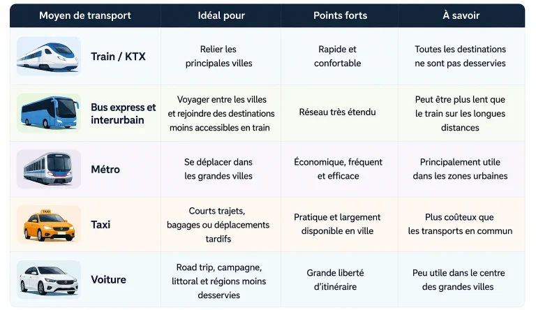 les moyens de transport en Corée